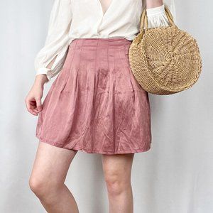 Vintage Silk Mini Skirt Pleated High Rise Romantic Cottagecore Fairy Flowy Cute